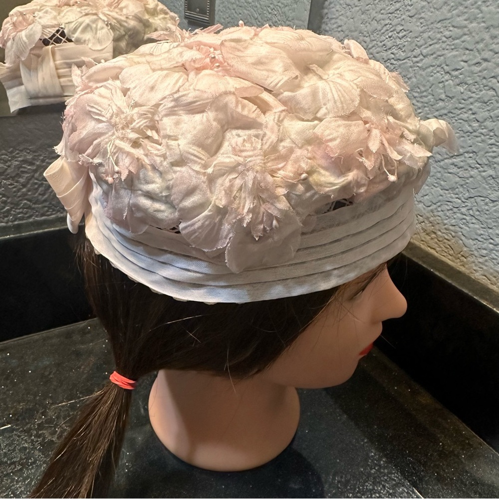 Fairycore Pink Floral Dainty Pillbox Hat Vintage Jackie-O Vibes